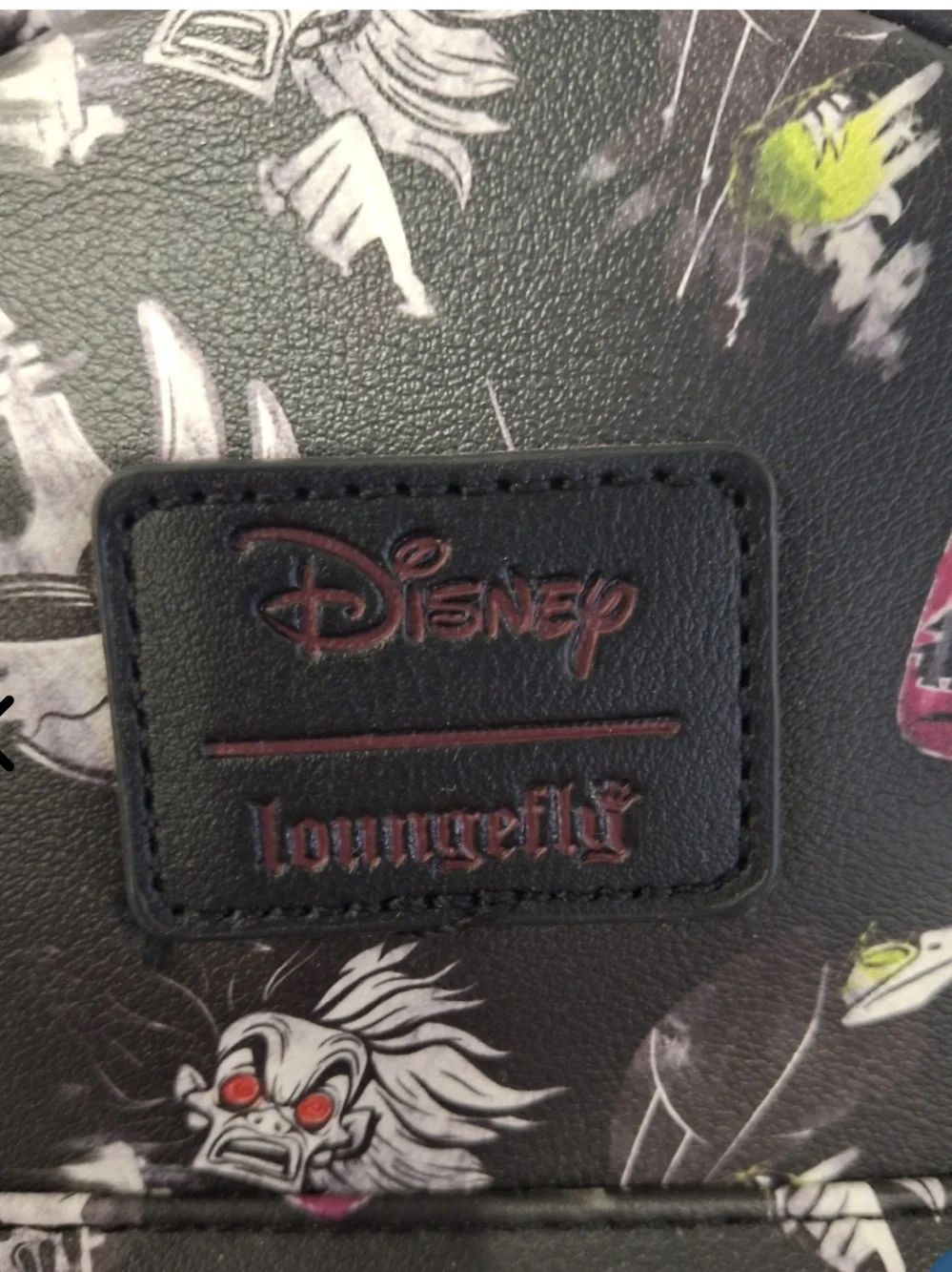 Loungefly Disney Villains Black Mini Backpack with Neon Accents
